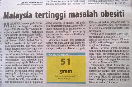 Masalah Gemuk Penduduk Malaysia